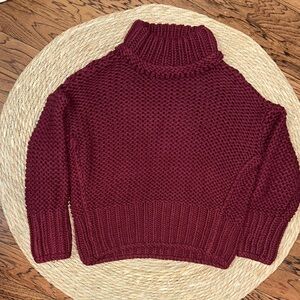 Free People Burgundy Mock Neck Knit Sweater Size XS